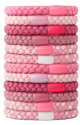 KAIYAYA Lot de 12 élastiques à cheveux,en coton doux tissé Accessoires de Cheveux Élégants simples et tendance de couleurs mélangées sans dommages pour Filles Femmes de Tous Âges