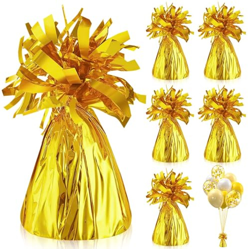 Pesi per Palloncini ad Elio Pesetti per Palloncini Dorati 6Pz Cono di Peso per Palloncino in Lamina con Frange Pesanti Ciondolo a Gravità con Palloncino per Matrimoni Compleanni Feste