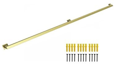 Barandilla de escalera, kit de soporte para pasamanos, barra de agarre, pasamanos de hierro forjado, tubo cuadrado, recubrimiento en polvo dorado, 60 cm, 1 m, 120 cm, 150 cm, 2 m, 3 m, 600 cm (dorado,