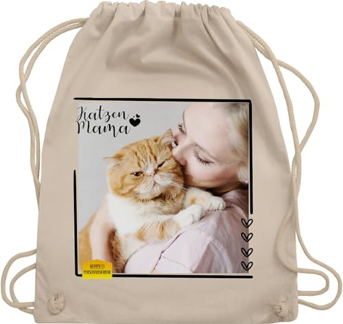 Turnbeutel Rucksack - eigenem Bild - Katzen Mama Geschenk mit Foto personalisiert I Katzenmama Geschenke Katzenbesitzerin I Katze Geschenk Frau I Katzenfreunde I Katzenmutter I Katzenliebhaberin