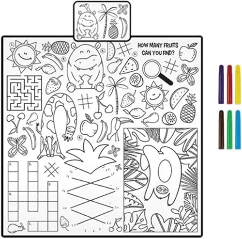 Colour Your Own Picnic Blanket for Kids | 100% Polyester Colouring Activity Blanket 1.35m x 1.16m | Hand Washable & Reusable DIY Picnic Mat for Children | Indoor Outdoor Travel-Friendly (Pack of 1)