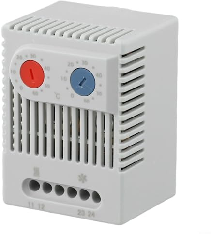 Mechanischer Thermostatschalter mit DIN-Schiene, 060 °C, Temperaturregler mit Bimetall-Sensor für elektrische Heizung und Kühlventilatorsteuerung, nicht programmierbar