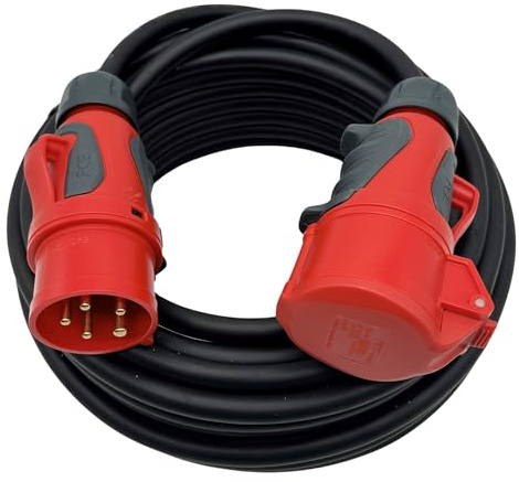 CEE Starkstromkabel 32A H07RN-F 5x2,5mm² 15m IP44 Outdoor/Außen | mit GRIP Stecker und GRIP Kupplung aus dem Hause PCE