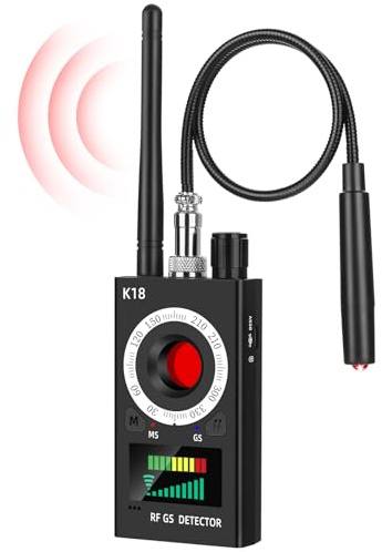 woeaozy K18 Détecteur RF de Punaises – Détecteur de Signal pour Caméras Cachées, GSM Tracker, Appareils d'Écoute et Dispositifs GPS Magnétiques, Scanner de Punaises Portable pour la Maison, le Bureau