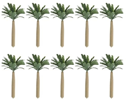 ULDIGI Lot de 10 Mini Cocotiers Artificiels en Plastique pour Décoration De Gâteaux Dioramas Palmiers Artificiels Mousse en Plastique Paysage Palmiers Miniatures Cocotiers