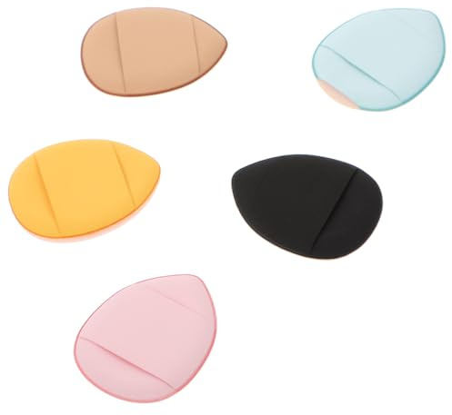PRETYZOOM Mini Borlas de Maquillaje para Polvos Sueltos Esponjas Cosméticas de Tamaño Dedo Set de 5 Unidades Multicolor Correa para Aplicación Cómoda Lavables y Aptas para Uso Húmedo y