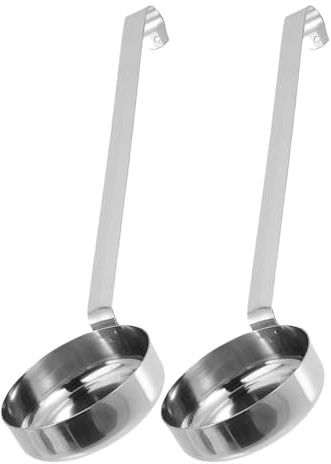 DOITOOL Lot de 2 Louches Multifonctionnelles en Acier Inoxydable Cuillères à Pizza et Sauce à Fond Plat Manche Ergonomique pour Ketchup Soupe et Utilisation Quotidienne Cuisine