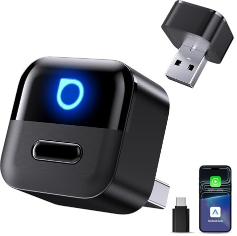 OTTOCAST Mini Pico 2026, 2-in-1 CarPlay & Android Auto Wireless Adapter für iOS 10+/Android 11+, Smart Button, Plug & Play, USB/Typ-C, OTA Upgrade, Wandelt Kabelgebundene in Drahtlose Verbindungen