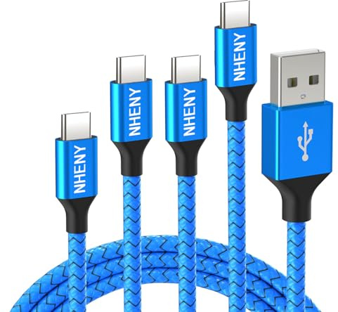 NHENY - Cavo di ricarica di tipo C in nylon intrecciato di alta qualità, 3 m, 0,8 m x 1,8 m, 0,9 m, per telefoni serie 15/16, Samsung S10, S9 Plus, Note 10/S10, LG V30 G6, Google Pixel (2.0)