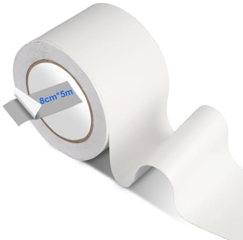 RANJIMA Nastro adesivo per teloni in PVC, per riparazioni di teloni in tessuto, impermeabile, per camion, tenda da sole, tenda (bianco, 8 cm x 5 m)