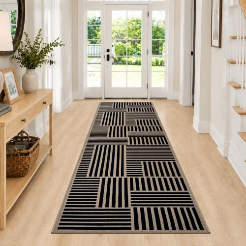 Capslpad Teppich Läufer Flur 80x200 cm, rutschfest Waschbar Lang Teppichläufer Modern Jute Aussehen Küchenteppich mit für Eingang, Wohnzimmer, Korridor und Küche