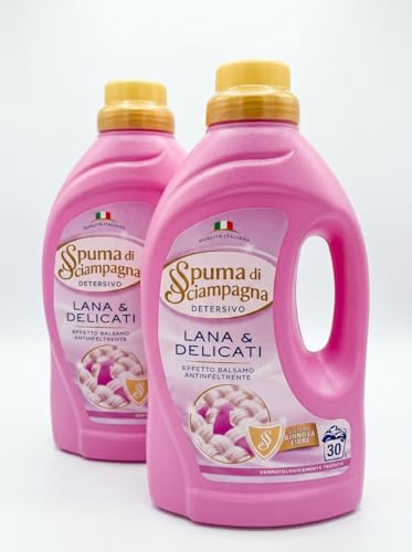Detersivo Liquido per Lana e Delicati Effetto Balsamo, Rinnova le Fibre, 1350 ml, Set Multiplo da 2, 4 o 6 Confezioni (Set da 2 Flaconi)