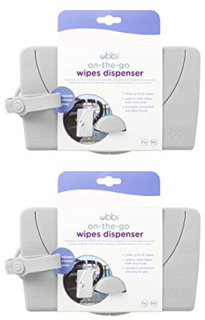 Ubbi On The Go Wischtuchhalter, Babygeschenk, Grau | Tragbarer Feuchttücher-Behälter für Reisen, Wickeltaschen-Zubehör, Muss für Neugeborene, wiederverwendbarer