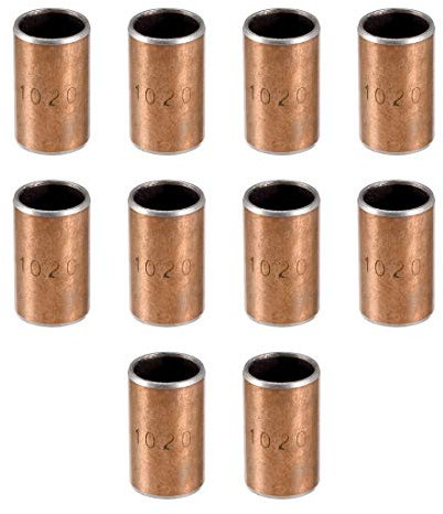 sourcing map Hülsenlager 10mm Bohrung x 12mm Außendurchmesser x 20mm Länge Gleitlager gewickelt ölfreie Buchsen 10 Stück