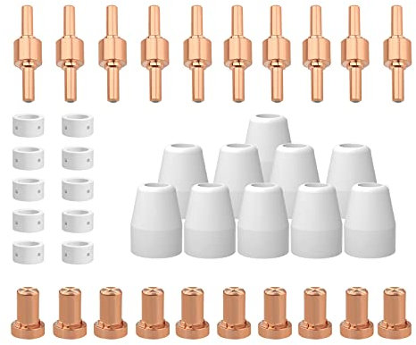 40PCS Plasma Cutting Torch Consumables Kit - Copper Extended Contact Tips, Electrodes & Nozzles for PT31 Cutting Torches | Compatible with RBC6000, CUT40, CUT50 | Touch Cut Cutter Replacement Parts