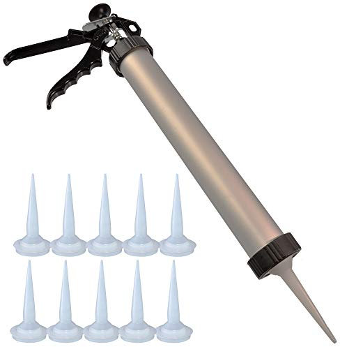 Kartuschenpistole ALU 600 ml für handelsüblichen Acryl/Silikon/Kleber Kartuschen Beutel + 11 Düsen