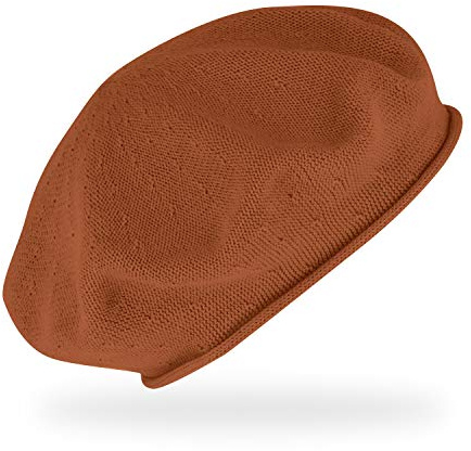 fiebig Feinstrickbaske mit Rollrand | Barett in OneSize aus Baumwolle | Leichte Wollbaske in vielen Farben