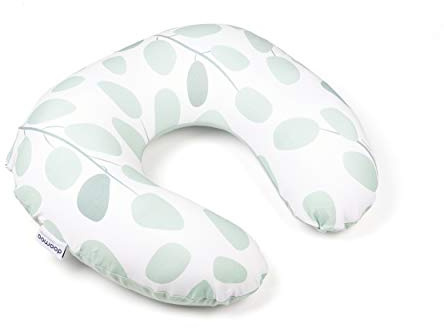 Doomoo Stillkissen Softy - Lagerungskissen Baby, 150cm inkl. Bezug aus Bio-Baumwolljersey, mit feiner EPS-Mikroperlenfüllung, Oeko-TEX® Standard 100, Aqua Leaves Green