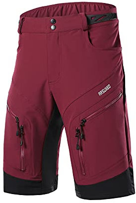 ARSUXEO Radhose Herren MTB Shorts ohne Polsterung Radfahren Shorts Klassisch Wasserdicht 1903 Rot XL