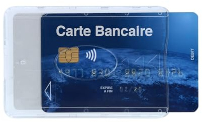 Color Pop Etui Rigide blindé 1 Carte bancaire Anti-piratage (Anti-RFID)- Fabrication française - Protection des données bancaires - 6 x 9 cm (Transparent)