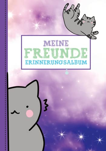 Meine Freunde: Katzen Erinnerungsalbum erstes Schuljahr. Schulfreundebuch Mädchen Grundschule. Geschenk für Grundschulkinder ab 6 Jahren