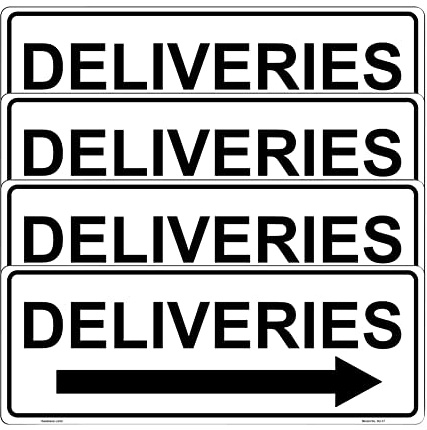 Haobase 4 Pcs Deliveries Sign with Arrow Sticker - 20cm x 7.5cm - Self Adhesive Vinyl (Right)