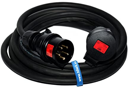 Hilark H07RN-F 5g2,5 mm2 (5x2,5 mm2) 16A IP44 Black - Rubber Cable Extension Cord for Construction, Industry, Outdoor (45 meter, Black)
