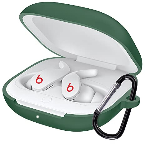 FTRONGRT Schutzhülle für Bluetooth-Kopfhörer, Hülle aus Silikon, Stoßfest, Tragetasche Kompatibel mit Beats Fit Pro, Kabelloses Laden, Dunkelgrün