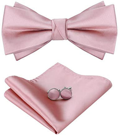 HOULIFE Fliege Herren Set Verstellbare Fliege aus Satin Vorgebunden Fliege | Verstellbares Band, Einheitsgröße für alle, Leicht zu tragen, Geschenkbox-Paket, für Party & Hochzeit