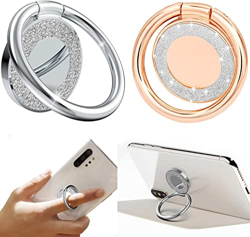 QZCQLLM Phone Ring Holder, 2 Pack Phone Ring Kickstand, 360 Degree Rotation Metal Cell Phone Finger Ring Grip for Almost All Phones/Pad