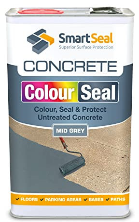 SmartSeal Coloured Concrete Sealer (Mid Grey, 5L) - Professional Sealant to Recolour, Protect & Transform Floors - Durable Alternative to Concrete Paint - Hard-Wearing Finish