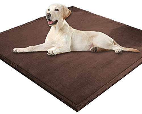 Extra große Hundematratze, weicher Korallen-Samt, Haustiermatte, Anti-Angst, XXL-Hundekissen, Katzen-Schlafmatte für kleine, mittelgroße und große Hunde (100 x 100 cm, braun)