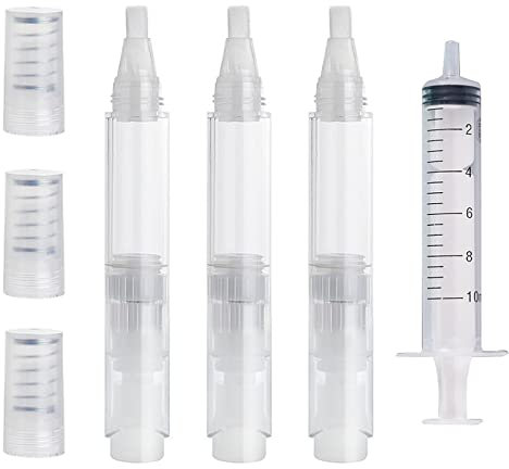 3 x 6 ml Ausbesserungsstifte, leere Ölstifte, transparenter Farbstift, nachfüllbarer Pinselstift mit Nadelröhre, für Innenmalerei auf Trockenwänden, Schränken (weiß)