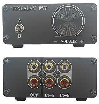 TENEALAY HiFi RCA Préamplificateur audio stéréo passif avec contrôle du volume, sélecteur audio A/B FV2