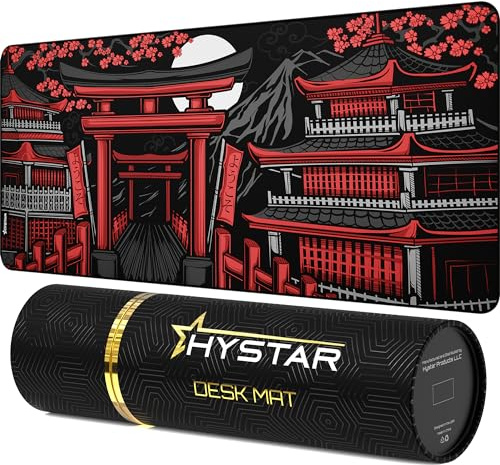 Hystar Extended Gaming Mouse Pad | 5mm Thick, Waterproof Surface, Smooth Polyester Fabric, and Natural Rubber Base | Zen (XXL 36 x 16)
