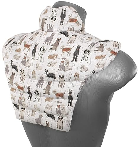 Nackenhörnchen HWS - Nacken + Schultern + Rücken - Traubenkernkissen - Nackenkissen Wärmekissen - Nacken Kissen, Bio Stoff Liebe Hunde, Traubenkern