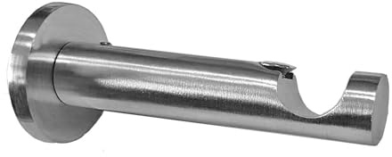 BASIT Wandträger für Ø16mm Gardinenstange 1-läufig Edelstahl Look H12 | Metall Gardinenhalterungen für Vorhangstange Wandhalterung einläufig zur Wandmontage I Gardinenstangenset zum zusammenstellen
