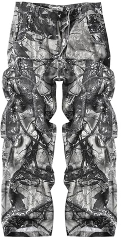 KGYA Men's Cargo Jeans, Camo Tactical Baggy Pants Multi Pockets Straight Zipper Wide Legs Denim Work Military Camouflage Trousers
