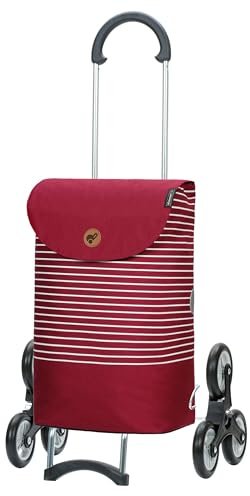 ANDERSEN Einkaufstrolley - Treppensteiger Scala Shopper Tilde rot | ideal für Treppen, klappbar, aus Stahl, bis 40 kg - Tasche mit Kordelzug, Innenfach, Reflektoren, 37 L