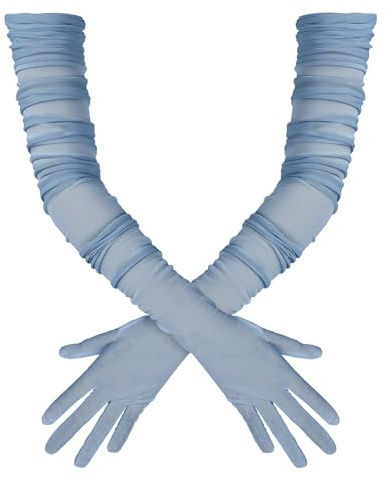 lasuroa Lange Stretch-Falten Handschuhe für Damen - Sexy Transparente Tüll Opernhandschuhe für 1920er-Jahre Weihnachts Halloween Kostümparty