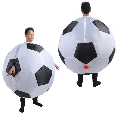 Uppblåsbar Fotbollsfotbollsdräkt, Uppblåsbar Fotbollsfotbollsdräkt Rolig Karnevalsfotbollsdräkt med Luftfläkt för Fest-cosplay