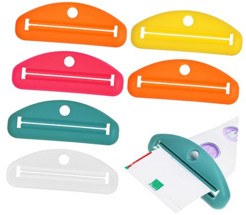 Didiseaon Toothpaste Tube Squeezer and Dispenser 6pcs with Multi-Color Manual Roller Clips for Bathroom and Travel Use