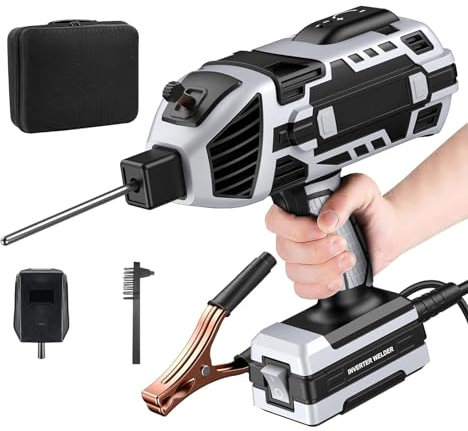 Handheld Welding Machine, Portable ARC Welder Machine for 3/32-1/8 Welding Rods, Handheld Welder with IGBT Inverter and 5 Variable Current Adjustment, Welder Machine Kit with Toolbox,Grey