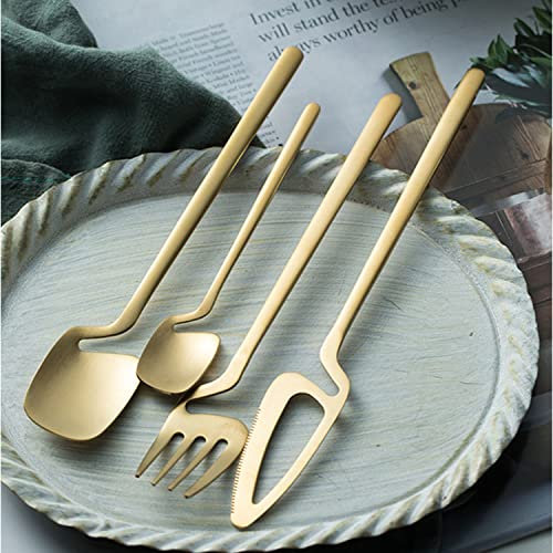 Set di posate per cena in acciaio inossidabile dorato per 6 posate coltello da bistecca forchette cucchiaio caffè dessert set da 24 pezzi personalità creativa lucidata a specchio l