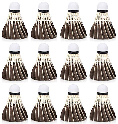 equlup Balles de Badminton 12 pièces, Volants d'extérieur en Nylon, Accessoire d'entraînement de Sports de Plein air de Badminton en Plumes pour Les Amateurs de Badminton