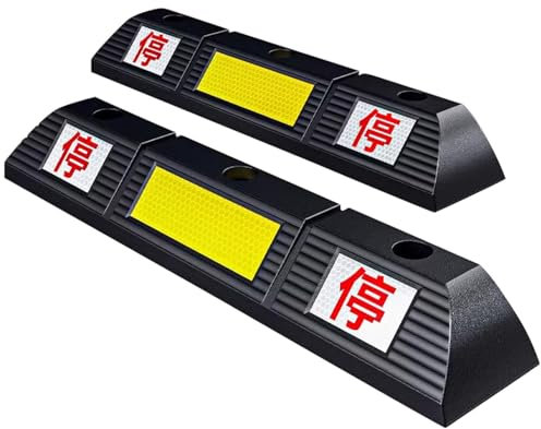 Stabilisateur Camping Car, avec Guides de Stationnement en Caoutchouc et Plastique Réfléchissants pour sols de Garage de Voiture et Camions, Cale roue Camping Car, Intérieur et Extérieur, Lot de 2