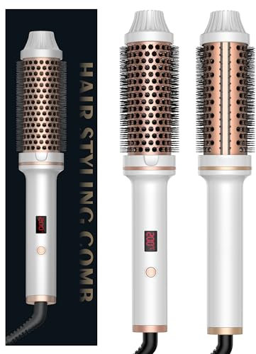Thermal Brush 38MM Thermobürste 120-200℃, Heated Round Brush 3 in 1, Erhöhen Sie das Haarvolumen, Lose Locken, Glattes Haar, Leichte Kompakte Größe, Dual Spannung Passend für Reise