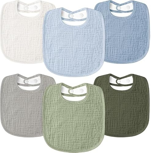 Susurration Lätzchen Baby Musselin Halstuch Baby Weiche Verstellbare Quadratische Sabberlätzchen 6 pack für Unisex Mädchen & Jungen