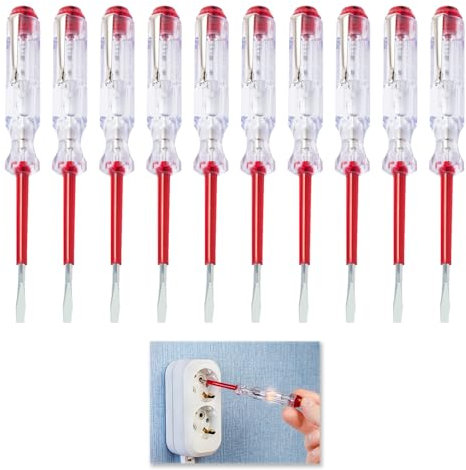 10 Stücke Phasenprüfer Schraubendreher, 100V-500V Spannungsprüfer Schraubendreher, Stromprüfer, Fasenprüfer, Robuster Elektriker-Schraubendreher mit Taschenclip, 135 mm Länge, für Haushalt Baustelle