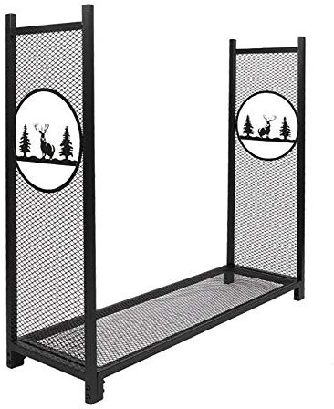 SmPinnaA Large Fireplace Log Rack, Indoor Outdoor Stove Hearth Heavy Duty Firewood Basket, Wrought Iron Lumber Storage Stacking Holder
